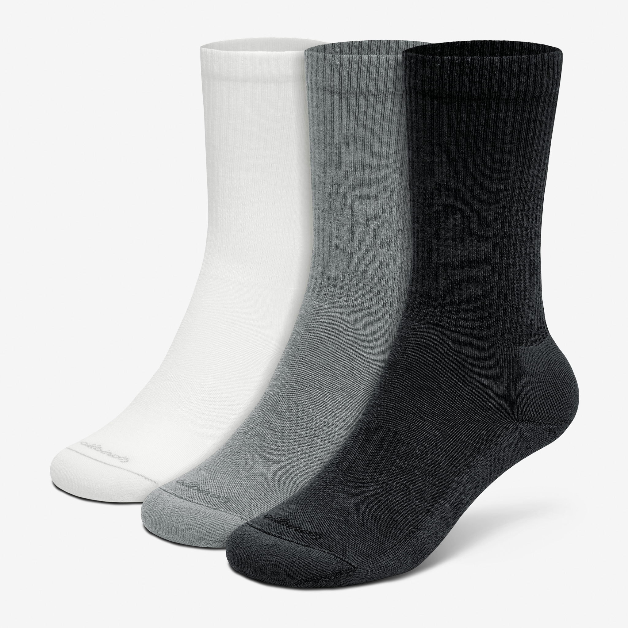 Unisex Anytime Crew Sock 3-Pack, Blizzard, Medium Grey, Natural Black