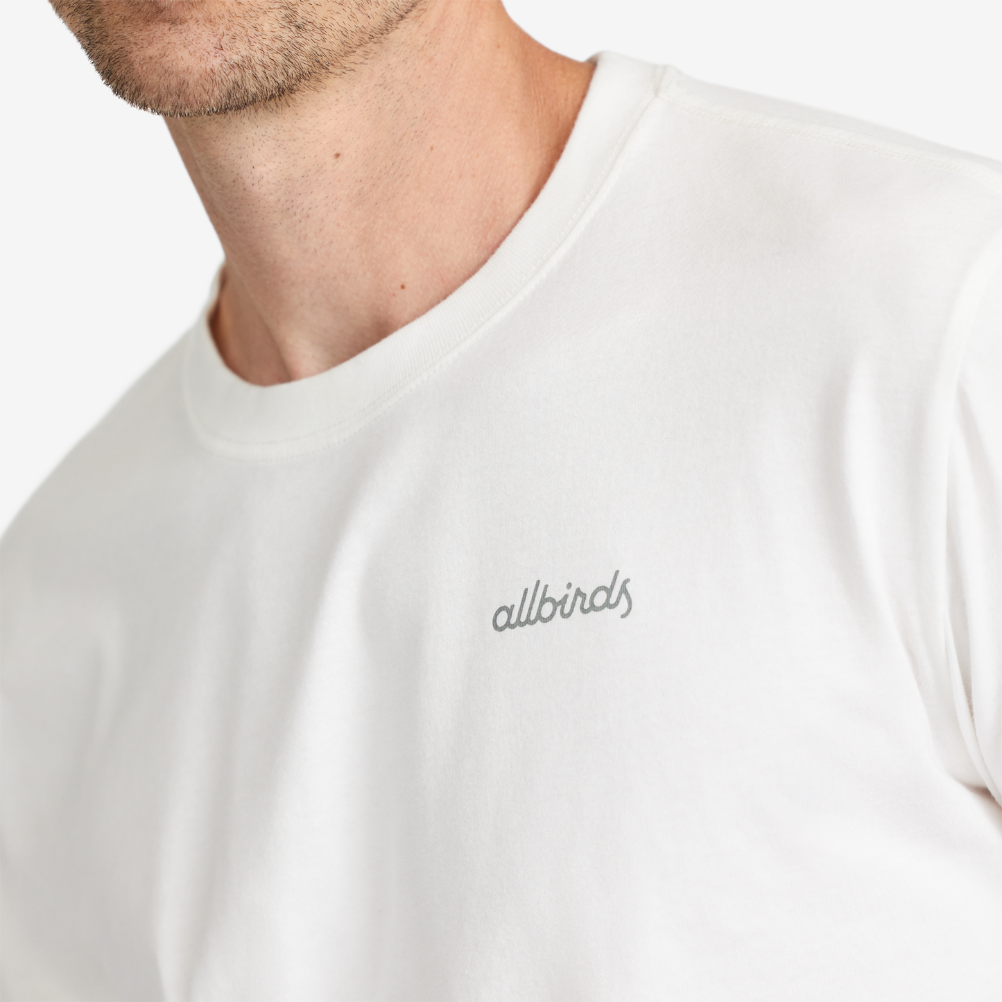 Men's Allgood Cotton LS Logo Tee, Blizzard