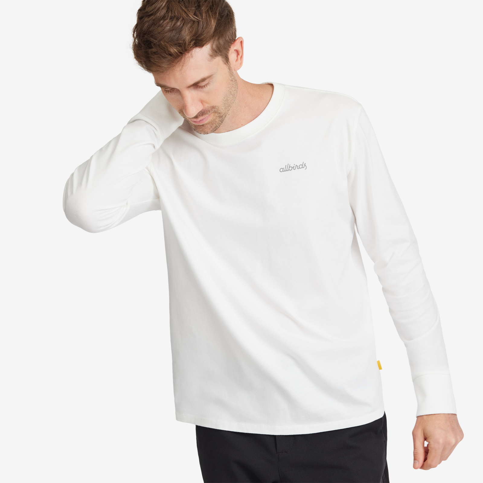 Men's Allgood Cotton LS Logo Tee, Blizzard