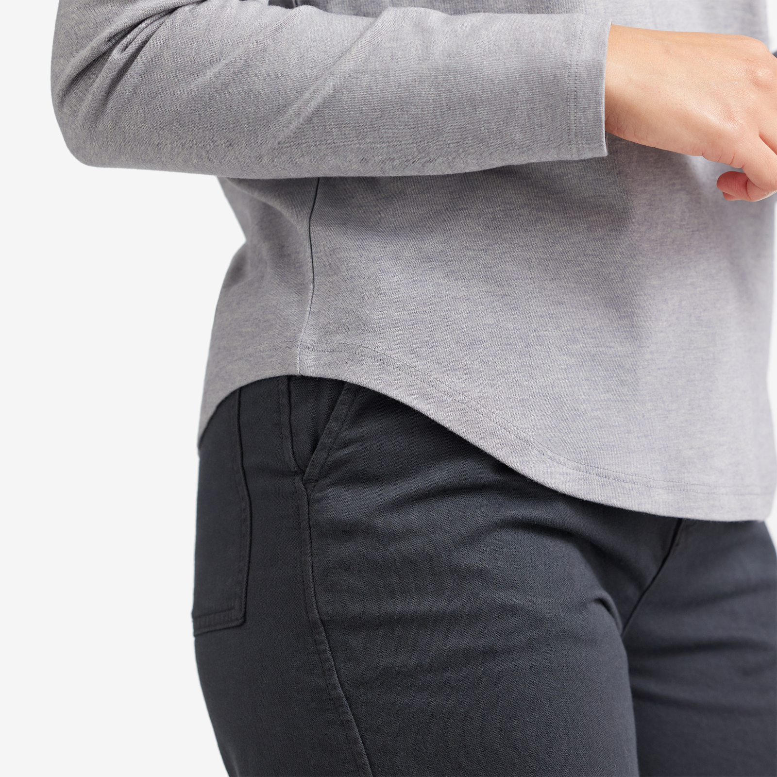 Women's Anytime Long Sleeve Tee, Medium Grey