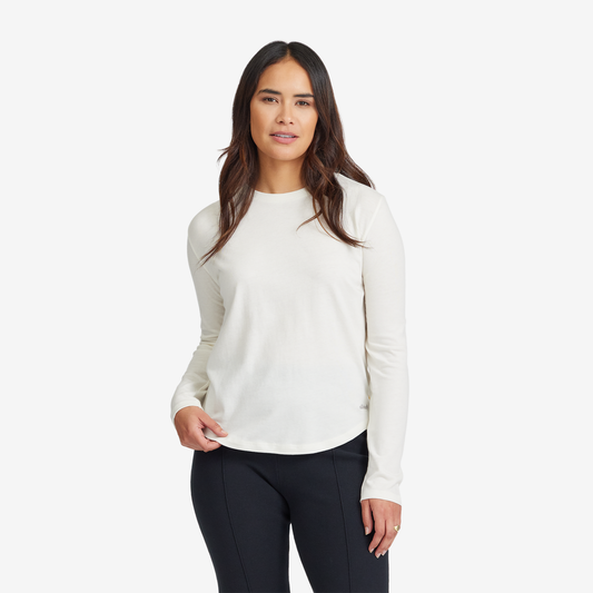 Women's Anytime Long Sleeve Tee, Natural White