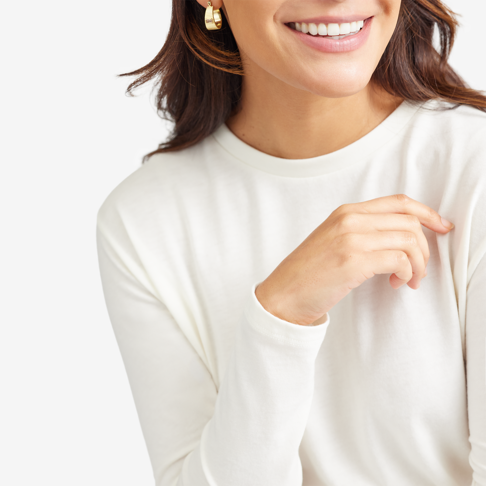 Women's Anytime Long Sleeve Tee, Natural White