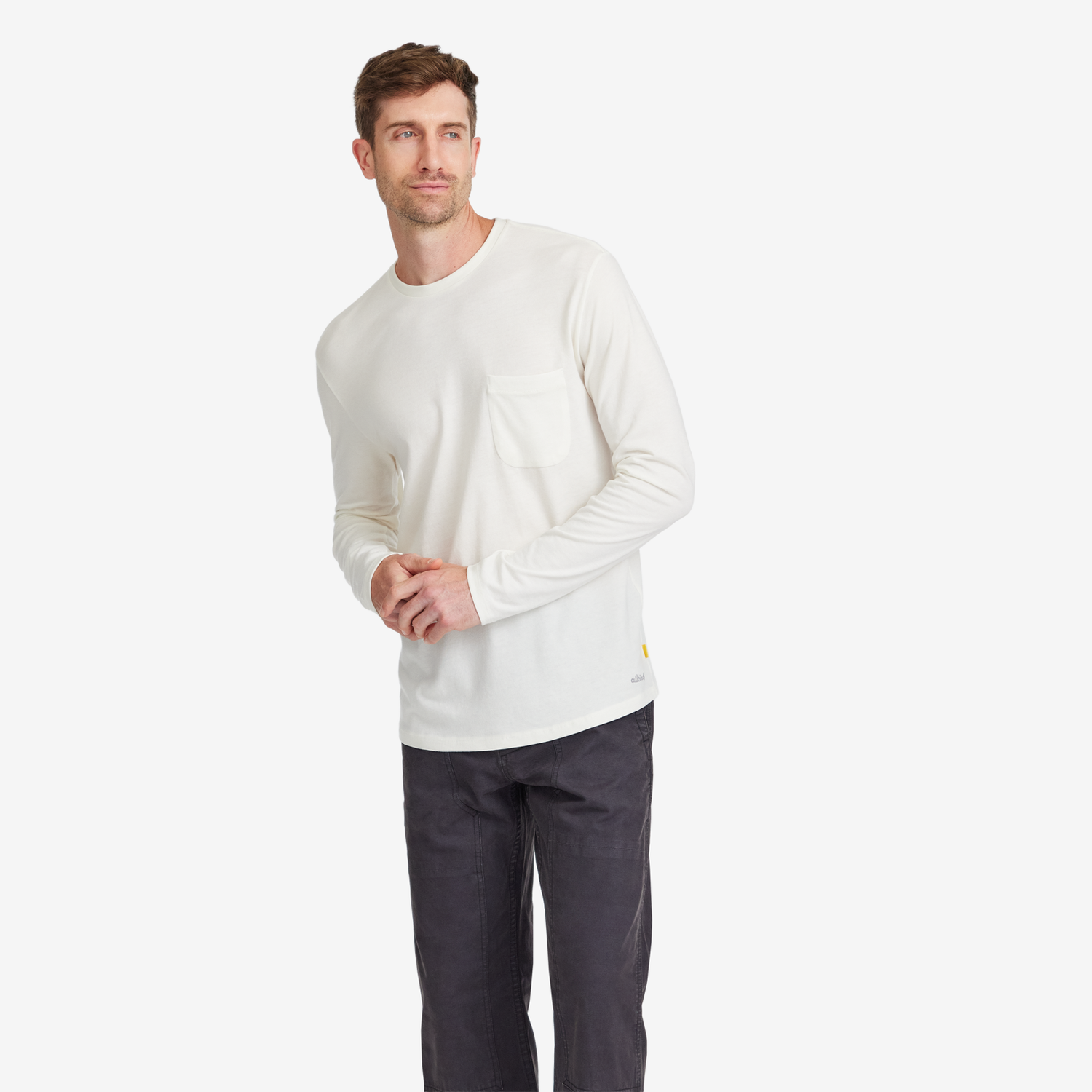 Men's Anytime Long Sleeve Tee, Natural White